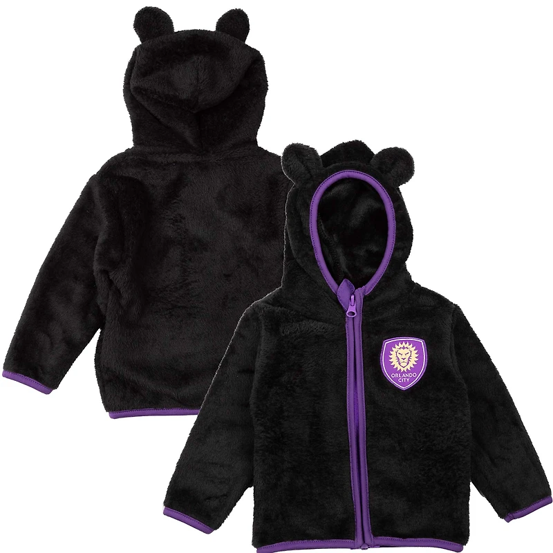 Toddler Sport Design Sweden Black Orlando City SC Tie-Breaker Teddy Full-Zip Hoodie