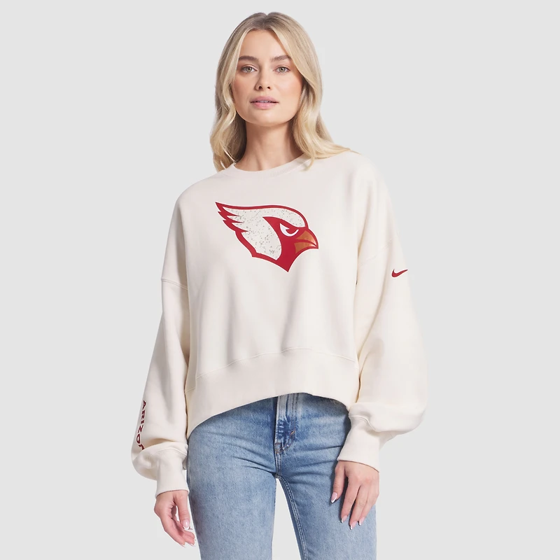 Women's Nike Natural Arizona Cardinals 2025 Rivalries Collection Oversized Phoenix Fleece Sweatshirt