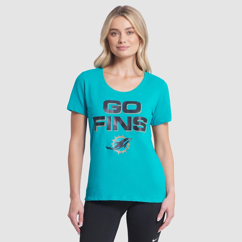 Women's Nike Turbo Green Miami Dolphins 2025 Rivalries Collection Slub Dri-FIT T-Shirt