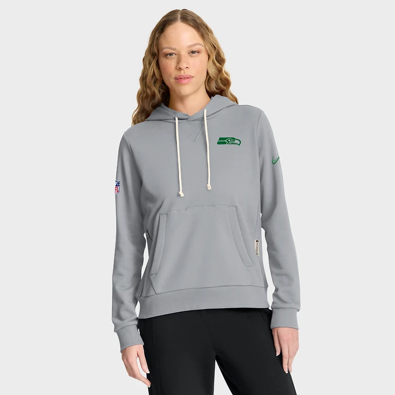 Women's Nike Wolf Gray Seattle Seahawks 2025 Rivalries Collection Standard Issue Sideline Dri-FIT Hoodie