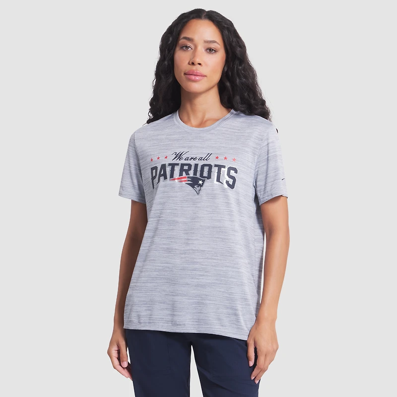 Women's Nike Silver New England Patriots 2025 Rivalries Collection Sideline Velocity Dri-FIT T-Shirt