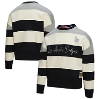 Women's Mitchell & Ness  Gray/Black Los Angeles Dodgers Cooperstown Collection Blocked Fleece Pullover Sweatshirt