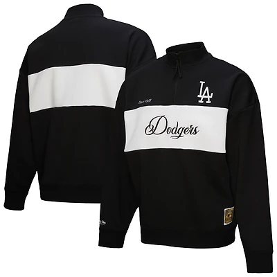 Women's Mitchell & Ness Black Los Angeles Dodgers Cooperstown Collection Quarter-Zip Pullover Top