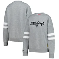 Women's Mitchell & Ness  Heather Gray Pittsburgh Pirates Lightweight Logo Pullover Sweatshirt