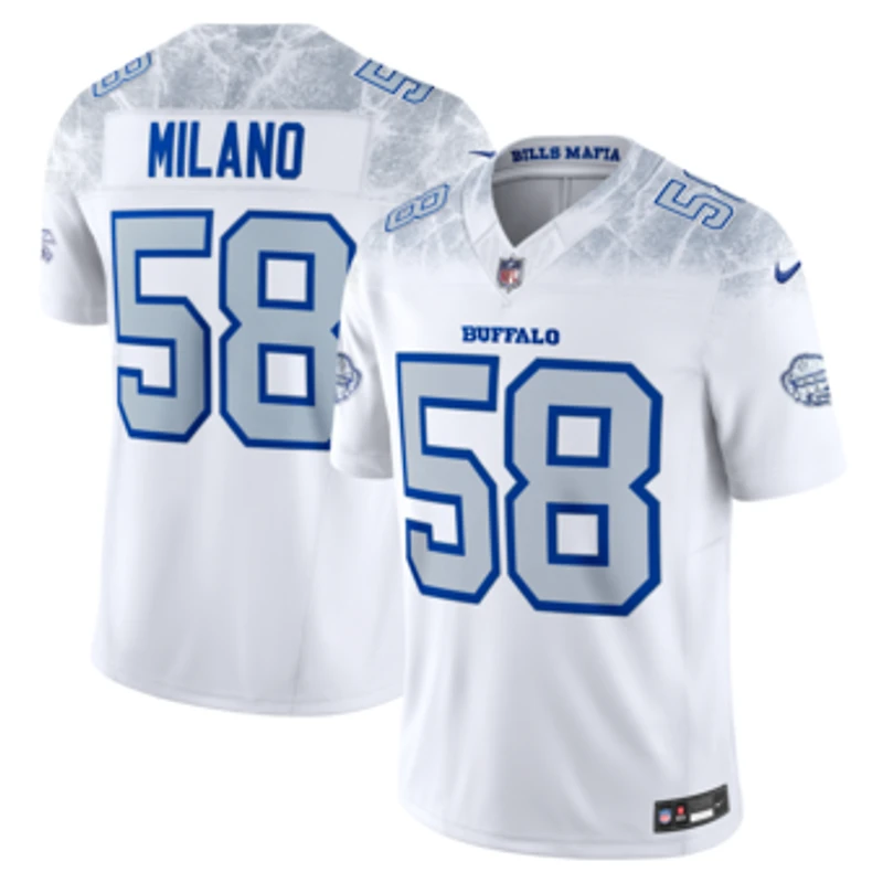 Men's Nike Matt Milano White Buffalo Bills 2025 Rivalries Collection Stitched Limited Jersey