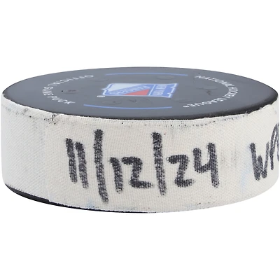 Mark Scheifele Winnipeg Jets Game-Used Goal Puck from November 12, 2024 vs. New York Rangers - Second of Two Goals Scored