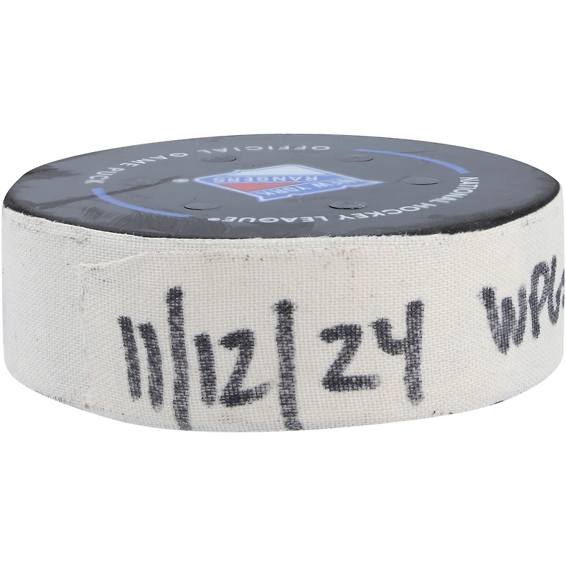 Kyle Connor Winnipeg Jets Game-Used Goal Puck from November 12, 2024 vs. New York Rangers - Second of Two Goals Scored