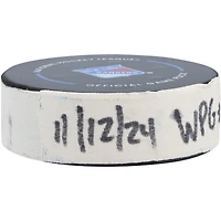 Kyle Connor Winnipeg Jets Game-Used Goal Puck from November 12, 2024 vs. New York Rangers