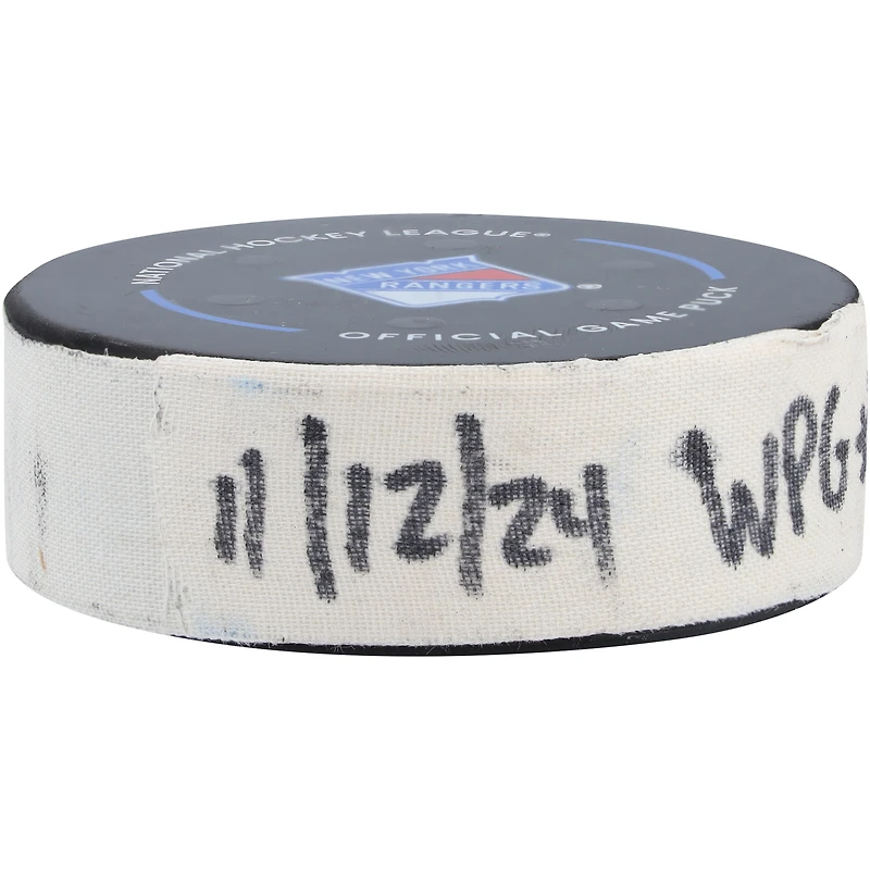 Kyle Connor Winnipeg Jets Game-Used Goal Puck from November 12, 2024 vs. New York Rangers