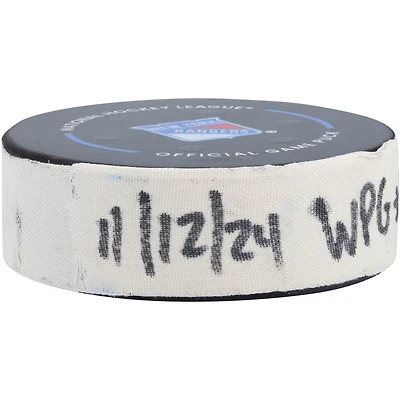 Kyle Connor Winnipeg Jets Game-Used Goal Puck from November 12, 2024 vs. New York Rangers