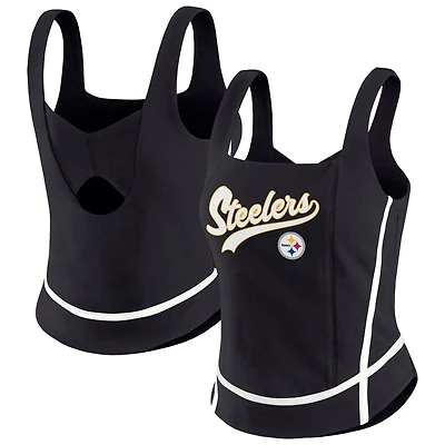 Women's WEAR by Erin Andrews Black Pittsburgh Steelers Square Neck Tank Top