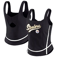 Women's WEAR by Erin Andrews Black Pittsburgh Steelers Square Neck Tank Top