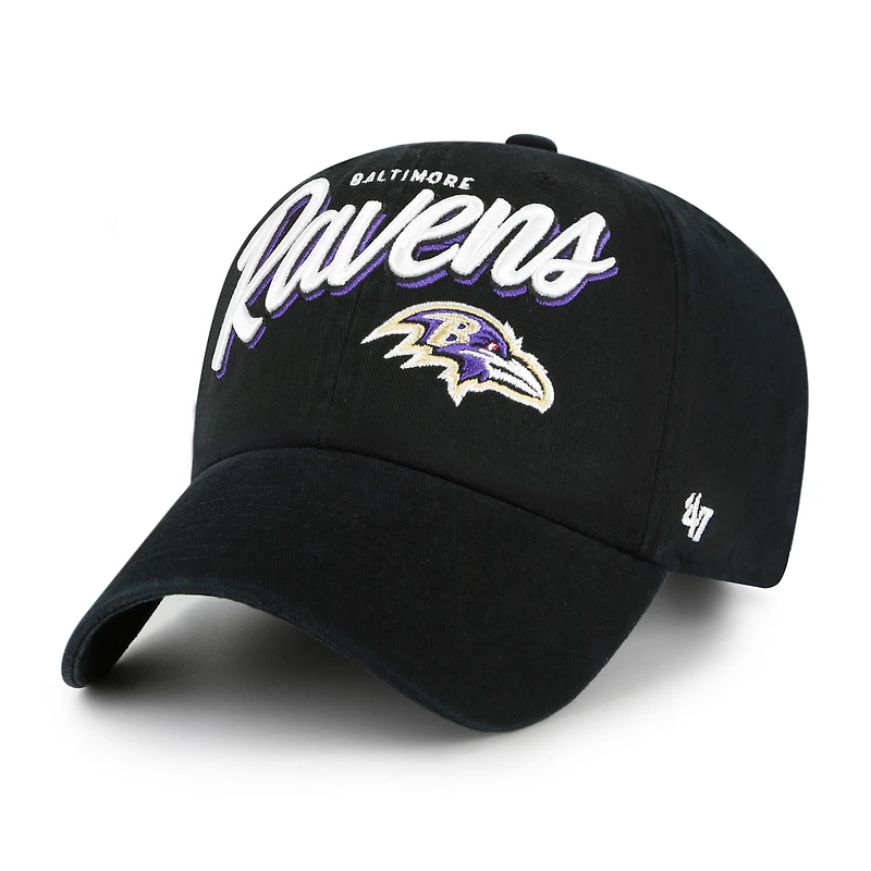 Women's '47  Black Baltimore Ravens Ariana Clean Up Adjustable Hat