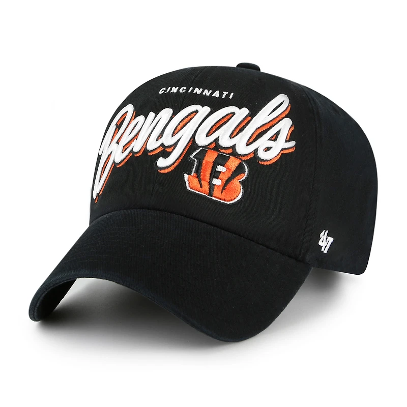 Women's '47  Black Cincinnati Bengals Ariana Clean Up Adjustable Hat