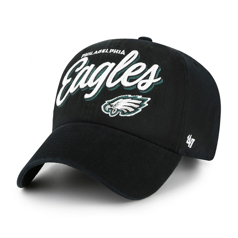 Women's '47  Black Philadelphia Eagles Ariana Clean Up Adjustable Hat