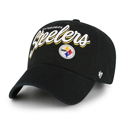 Women's '47  Black Pittsburgh Steelers Ariana Clean Up Adjustable Hat