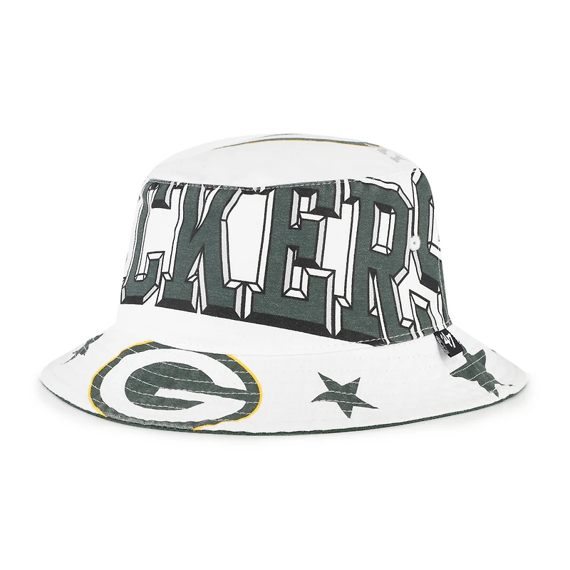 Women's '47  White Green Bay Packers Energize Bucket Hat