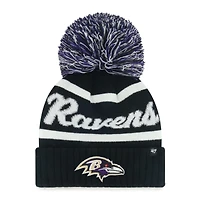Women's '47  Black Baltimore Ravens Spirited Cuffed Knit Hat with Pom
