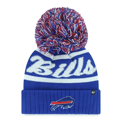 Women's '47  Royal Buffalo Bills Spirited Cuffed Knit Hat with Pom