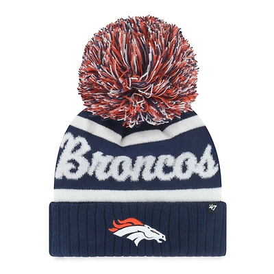 Women's '47  Navy Denver Broncos Spirited Cuffed Knit Hat with Pom