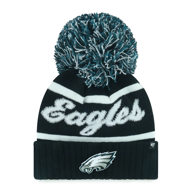 Women's '47 Black Philadelphia Eagles Spirited Cuffed Knit Hat with Pom
