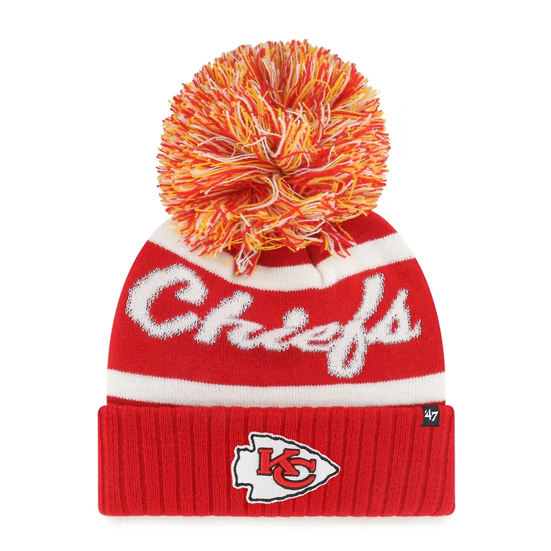 Women's '47  Red Kansas City Chiefs Spirited Cuffed Knit Hat with Pom