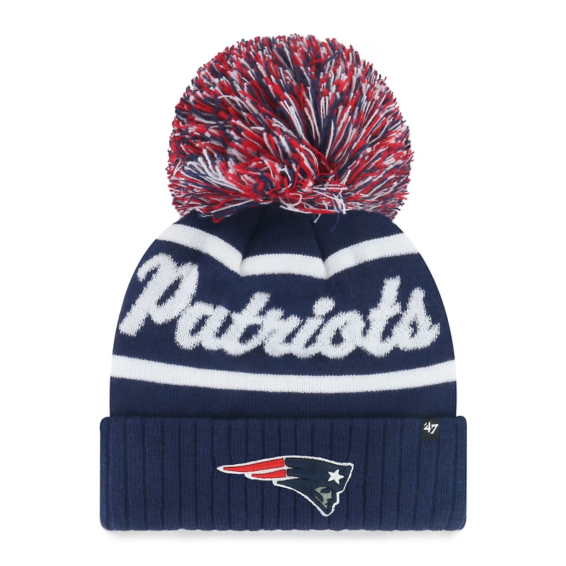 Women's '47  Navy New England Patriots Spirited Cuffed Knit Hat with Pom