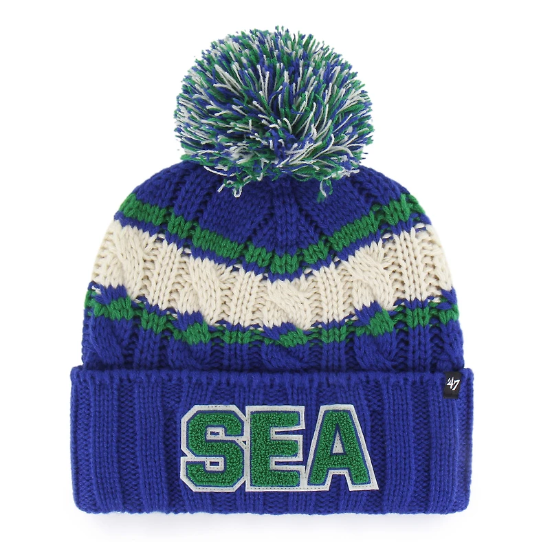 Women's '47  Royal Seattle Seahawks Emma Cuffed Knit Hat with Pom