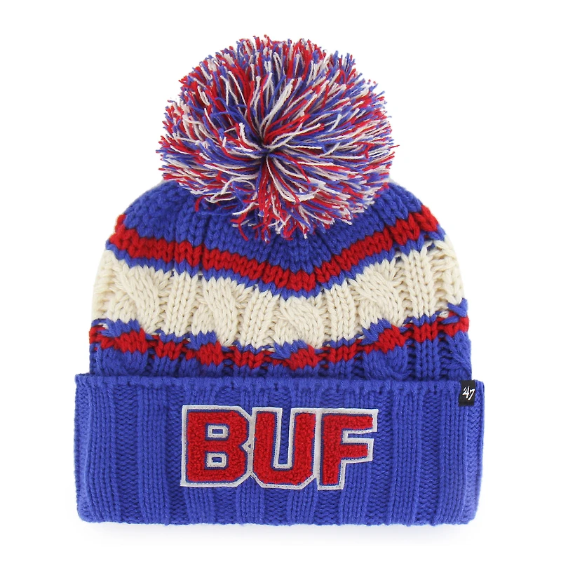 Women's '47  Royal Buffalo Bills Emma Cuffed Knit Hat with Pom