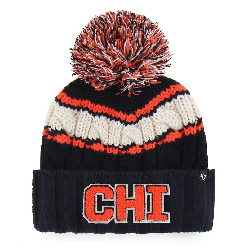 Women's '47 Navy Chicago Bears Emma Cuffed Knit Hat with Pom