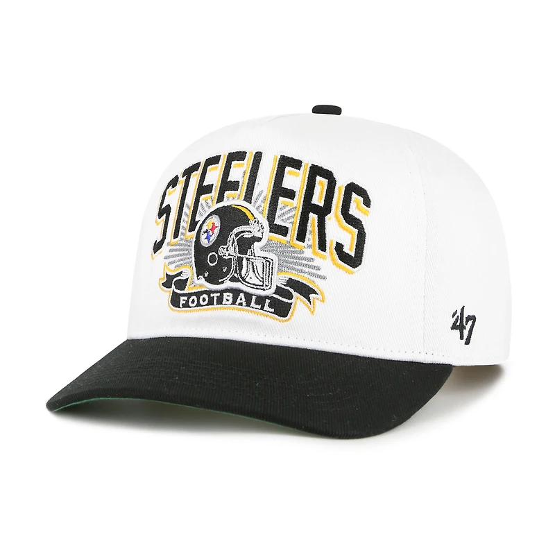 Youth '47 White/Black Pittsburgh Steelers Prime Play Hitch Adjustable Hat
