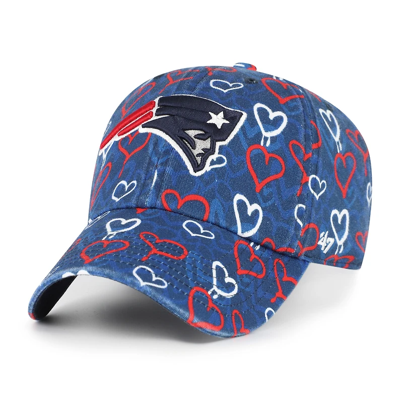 Girls Youth '47 Navy New England Patriots Mural Clean Up Adjustable Hat