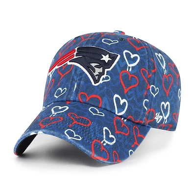 Girls Youth '47 Navy New England Patriots Mural Clean Up Adjustable Hat