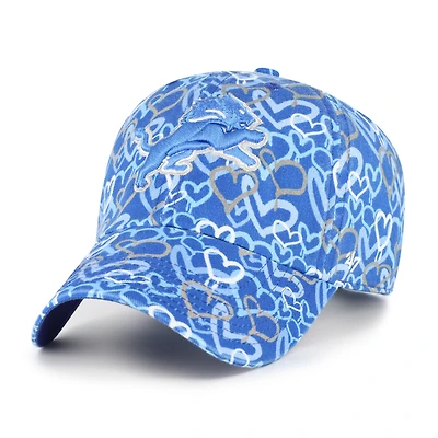 Girls Youth '47 Blue Detroit Lions Mural Clean Up Adjustable Hat