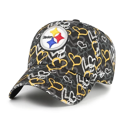Girls Youth '47 Black Pittsburgh Steelers Mural Clean Up Adjustable Hat