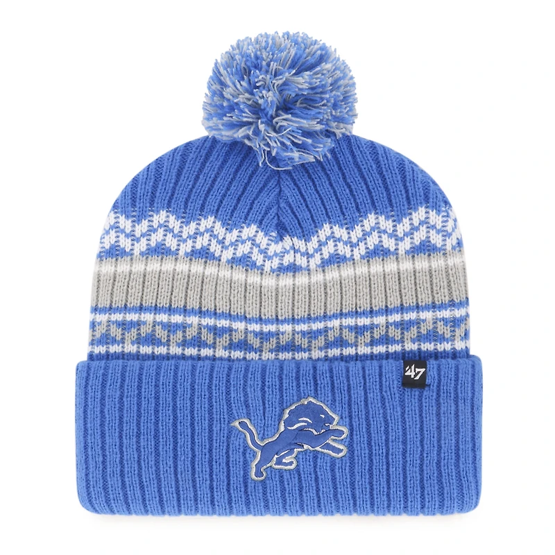 Youth '47 Blue Detroit Lions Polar Vortex Cuffed Knit Hat with Pom