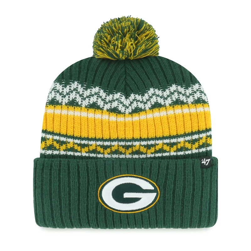 Youth '47 Green Green Bay Packers Polar Vortex Cuffed Knit Hat with Pom