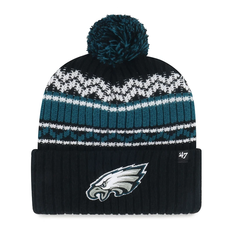 Youth '47 Black Philadelphia Eagles Polar Vortex Cuffed Knit Hat with Pom