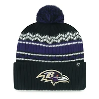 Youth '47 Black Baltimore Ravens Polar Vortex Cuffed Knit Hat with Pom