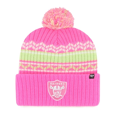 Girls Youth '47 Pink Las Vegas Raiders Polar Vortex Cuffed Knit Hat with Pom