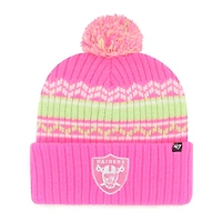 Girls Youth '47 Pink Las Vegas Raiders Polar Vortex Cuffed Knit Hat with Pom