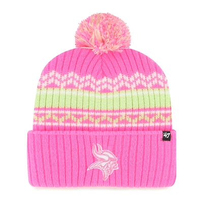 Girls Youth '47 Pink Minnesota Vikings Polar Vortex Cuffed Knit Hat with Pom