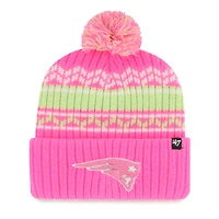 Girls Youth '47 Pink New England Patriots Polar Vortex Cuffed Knit Hat with Pom