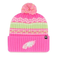Girls Youth '47 Pink Philadelphia Eagles Polar Vortex Cuffed Knit Hat with Pom