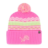 Girls Youth '47 Pink Detroit Lions Polar Vortex Cuffed Knit Hat with Pom