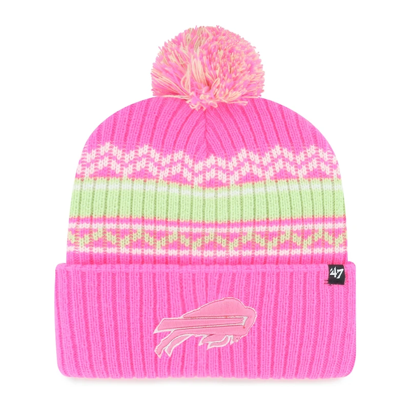 Girls Youth '47 Pink Buffalo Bills Polar Vortex Cuffed Knit Hat with Pom