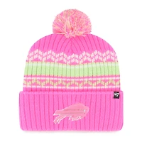 Girls Youth '47 Pink Buffalo Bills Polar Vortex Cuffed Knit Hat with Pom