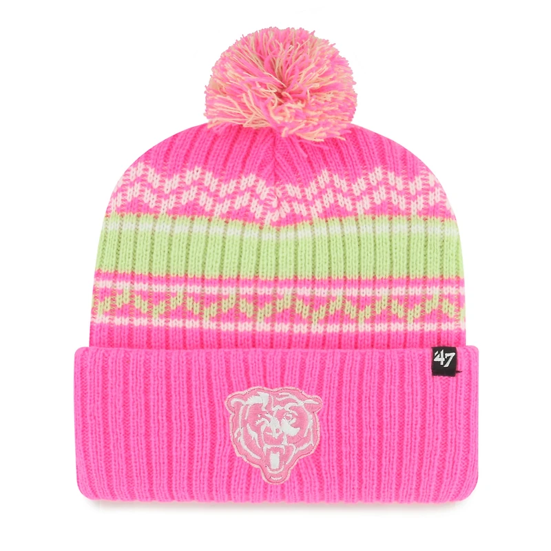 Girls Youth '47 Pink Chicago Bears Polar Vortex Cuffed Knit Hat with Pom