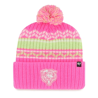 Girls Youth '47 Pink Chicago Bears Polar Vortex Cuffed Knit Hat with Pom