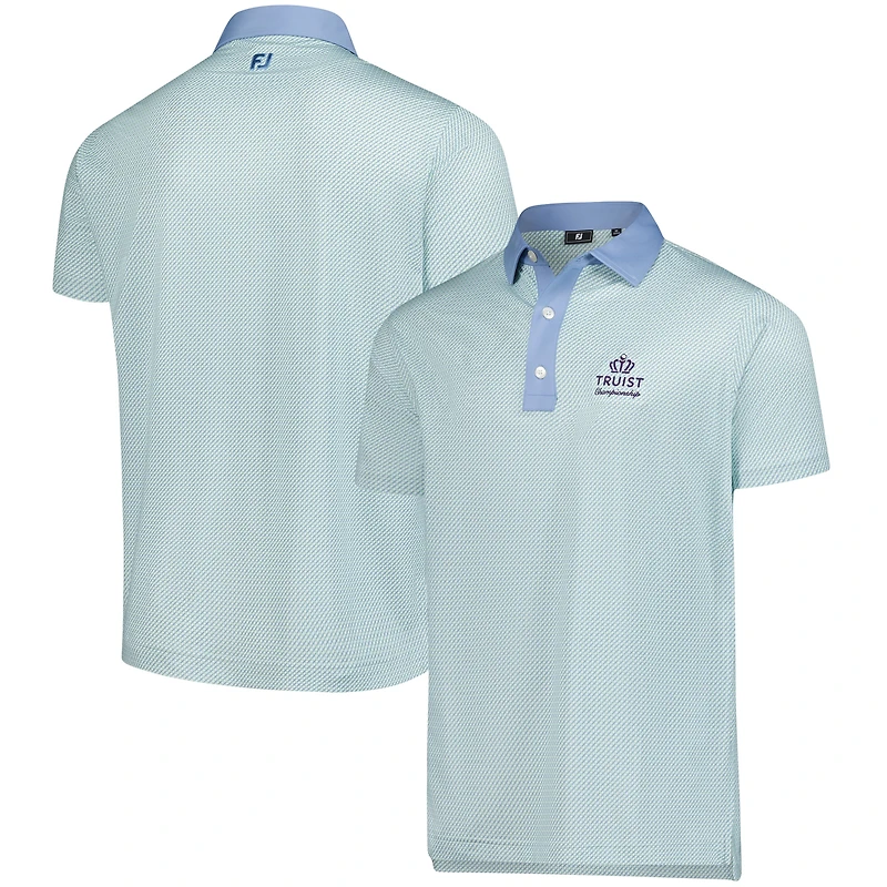 Men's FootJoy  Light Blue Truist Championship ProDry Lattice Print Lisle Polo